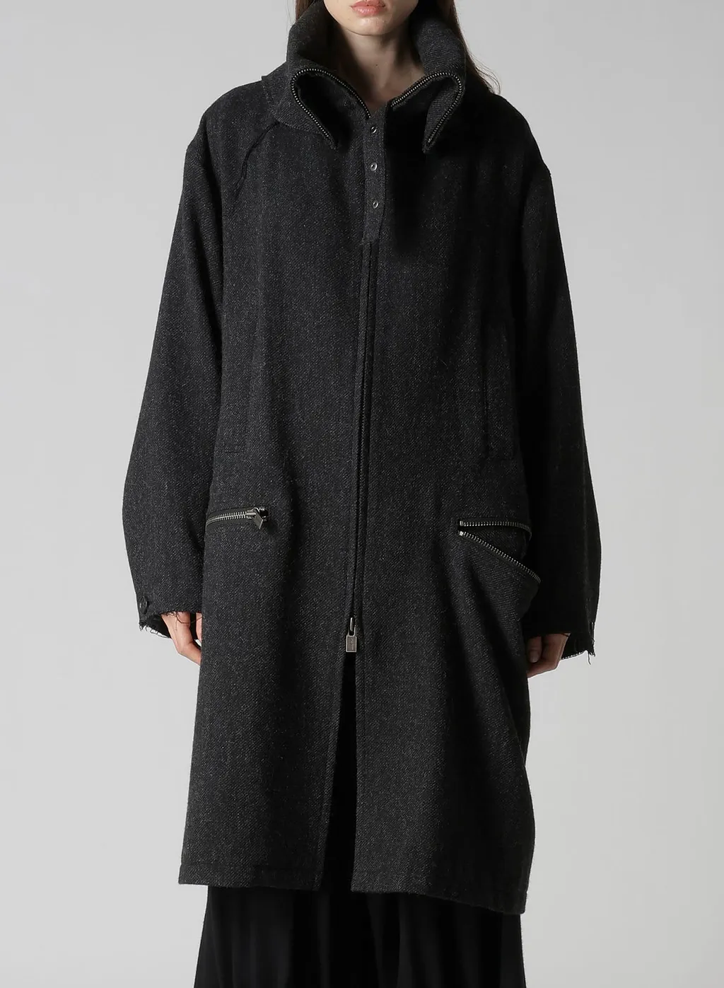 Tweed Cloth B Collar Coat