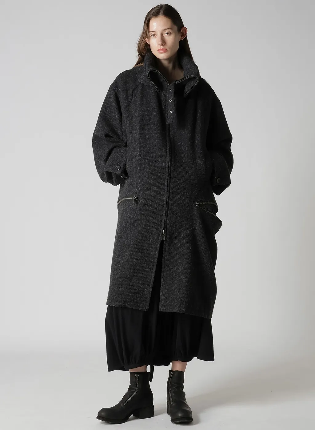 Tweed Cloth B Collar Coat