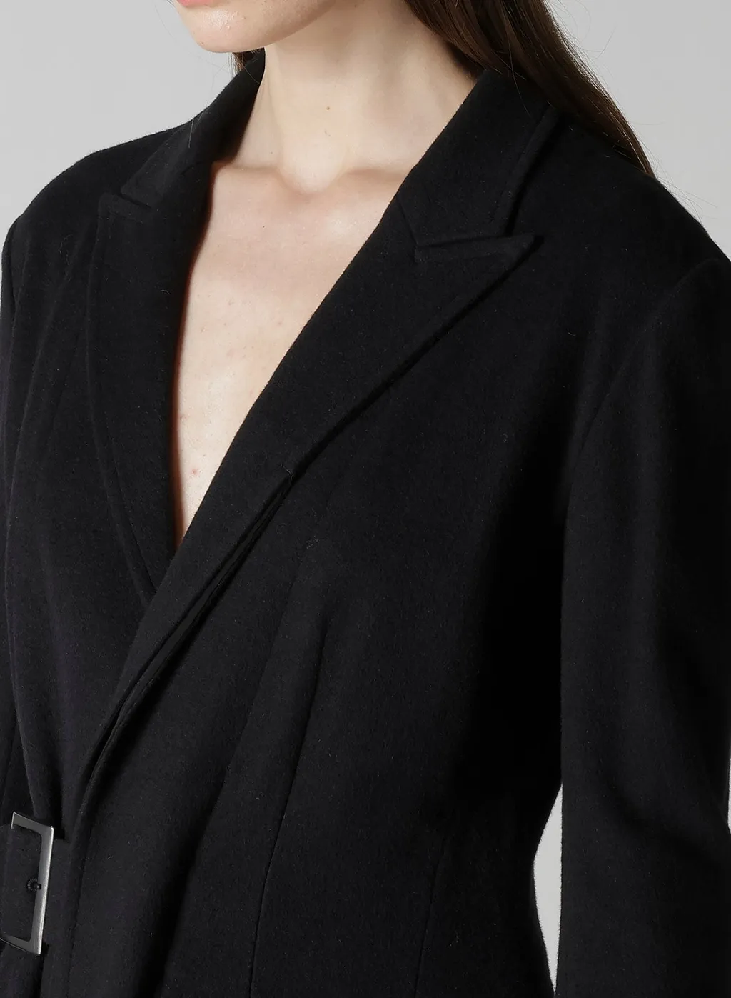W/Ca Beaver Cloth Waist Belt D Coat