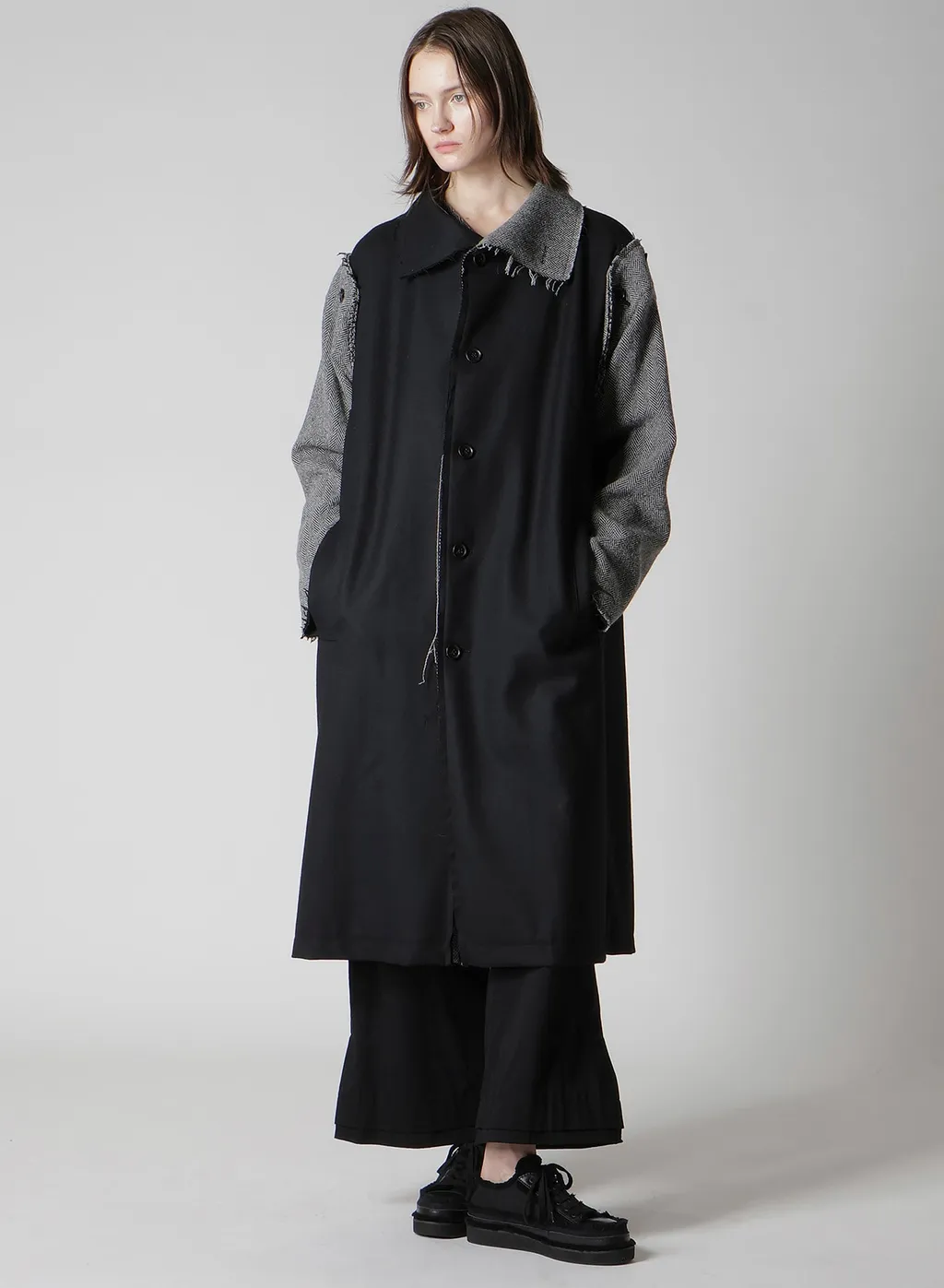 W/Saxony B/Tweed Stand Coat