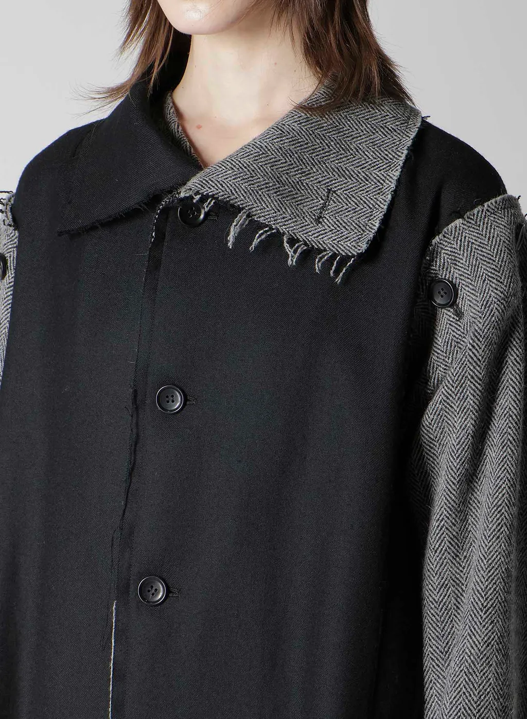 W/Saxony B/Tweed Stand Coat