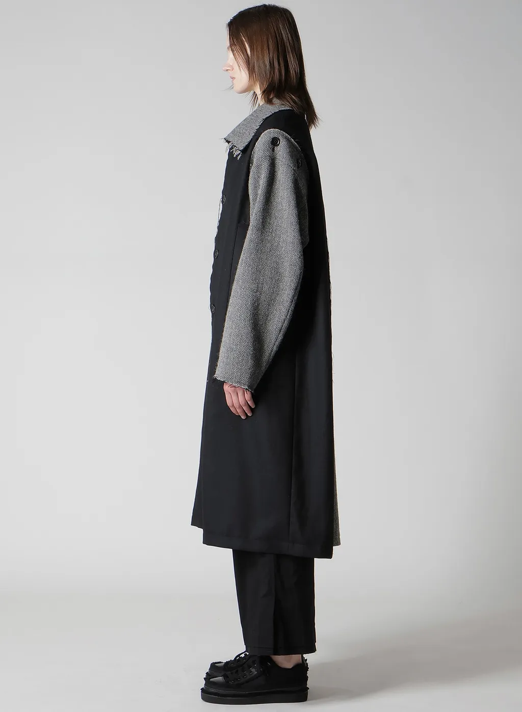 W/Saxony B/Tweed Stand Coat