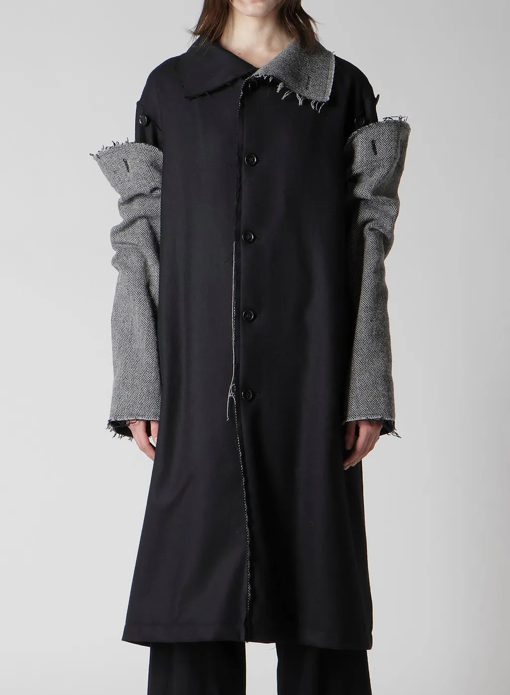 W/Saxony B/Tweed Stand Coat