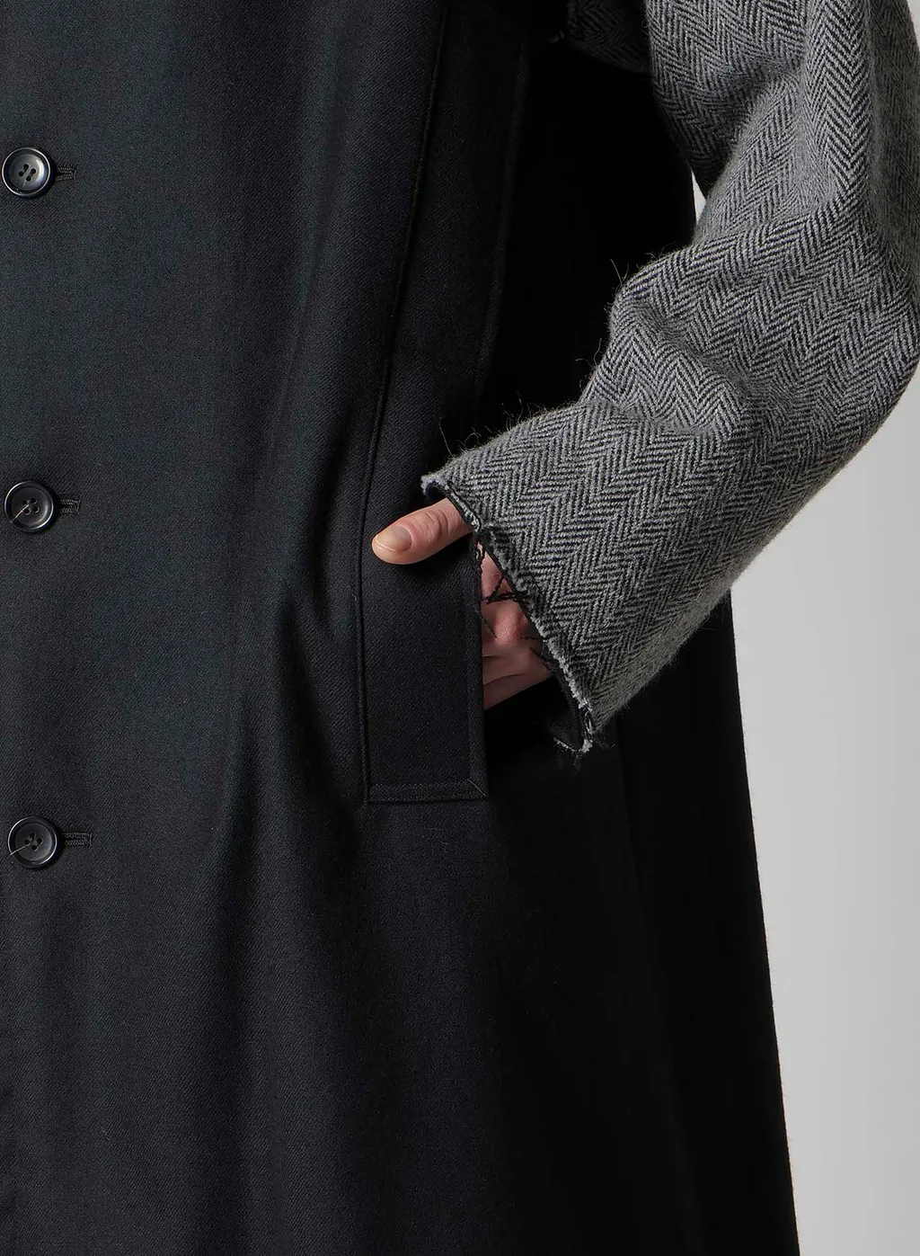 W/Saxony B/Tweed Stand Coat
