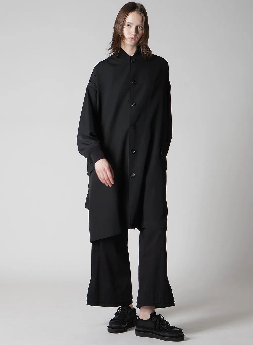 Gabardine Padded Drape Coat