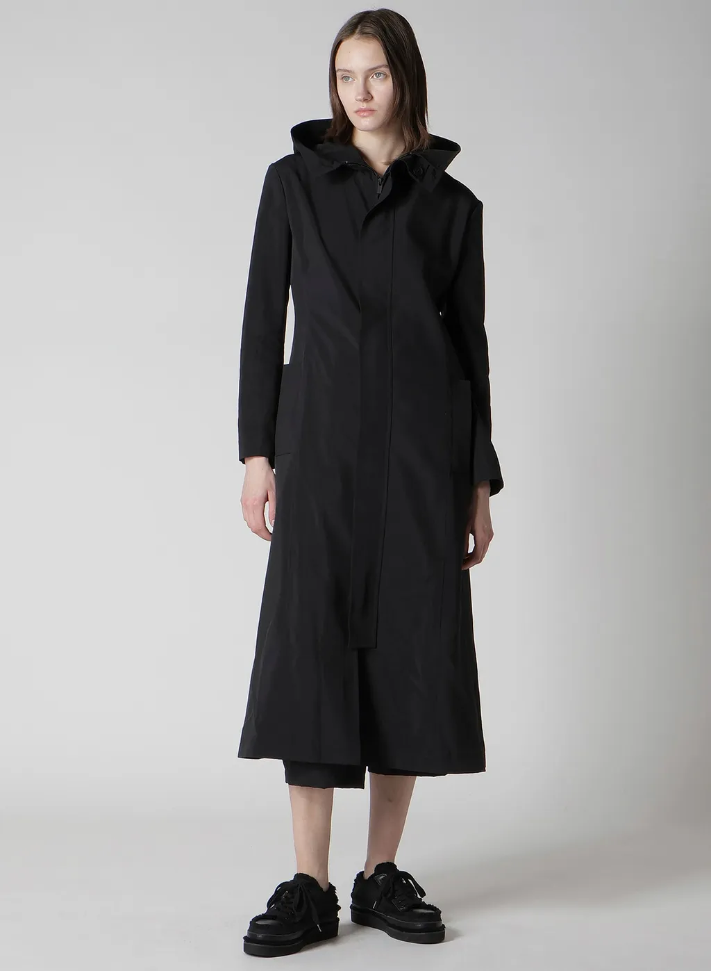 Ny/Si Taffeta Hooded Zip Coat