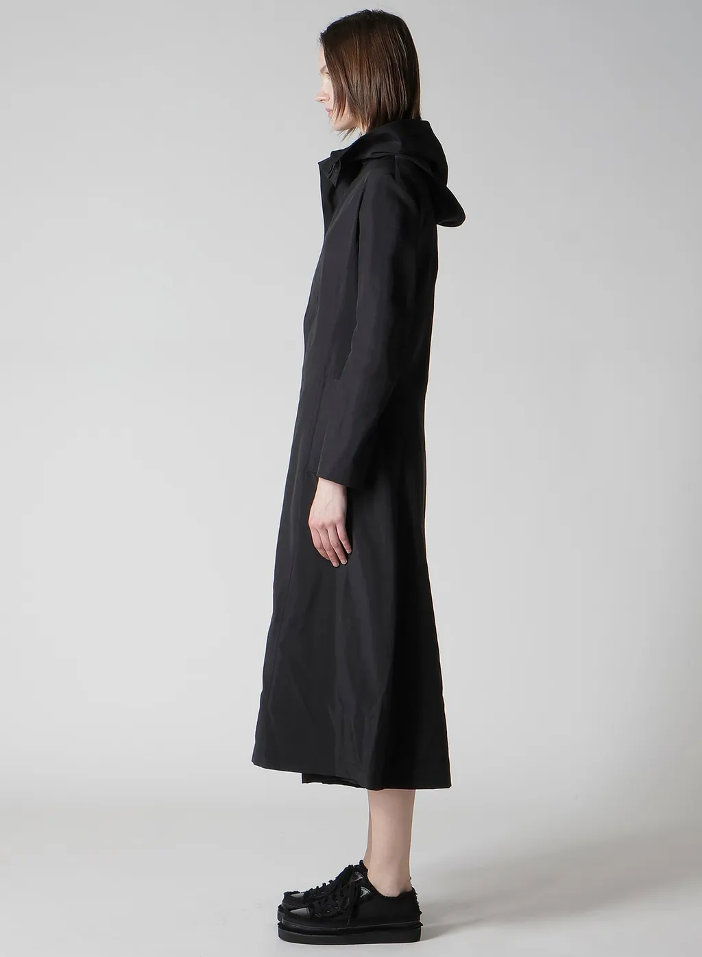 Ny/Si Taffeta Hooded Zip Coat