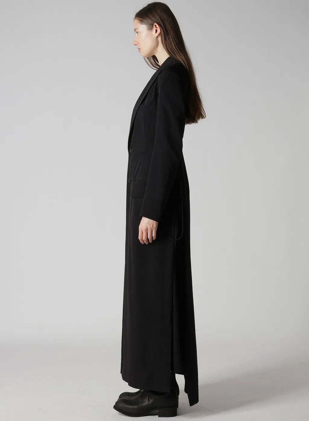 Ta/Pe Crepe De Chine Back Lace Up Long Coat