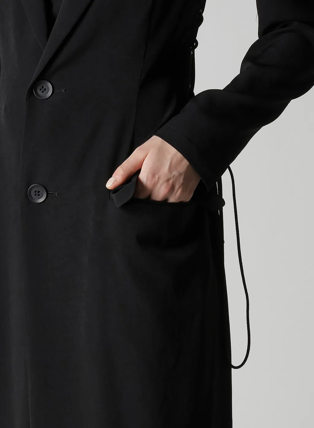 Ta/Pe Crepe De Chine Back Lace Up Long Coat