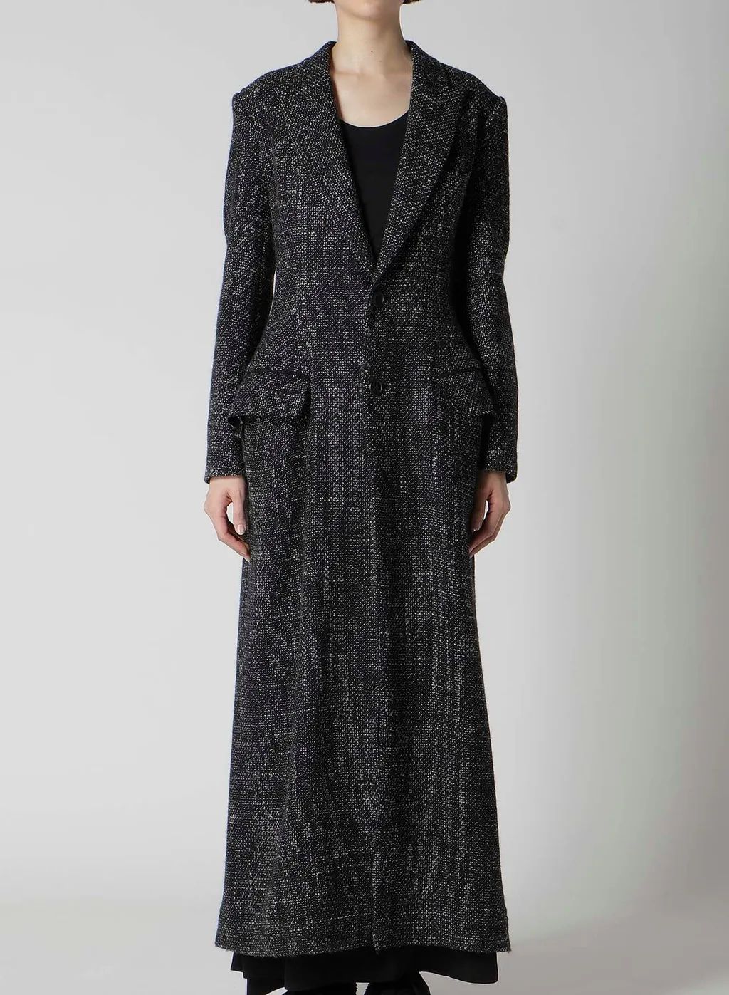 Handmade Tweed Back Lace Up Long Coat
