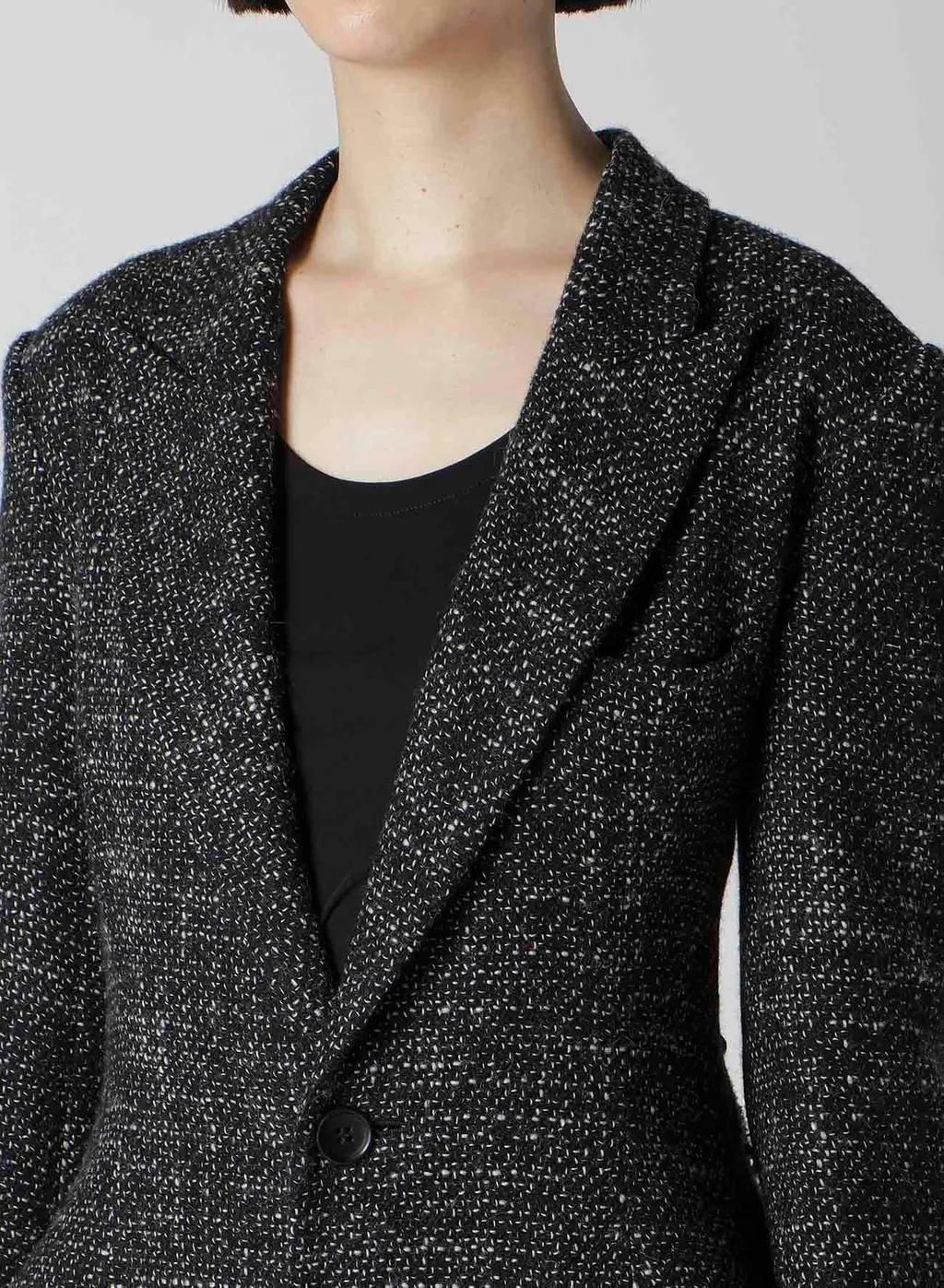Handmade Tweed Back Lace Up Long Coat
