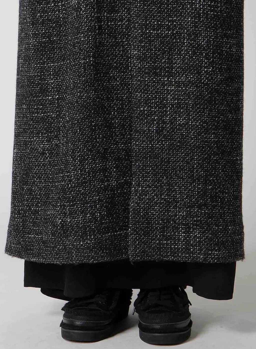 Handmade Tweed Back Lace Up Long Coat