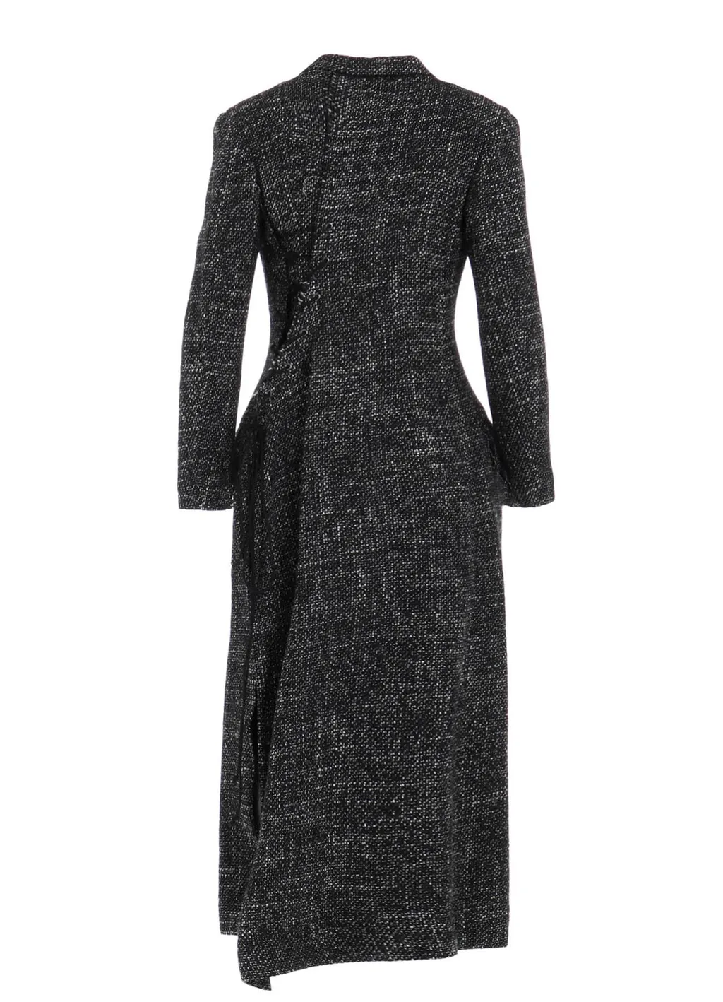 Handmade Tweed Back Lace Up Long Coat