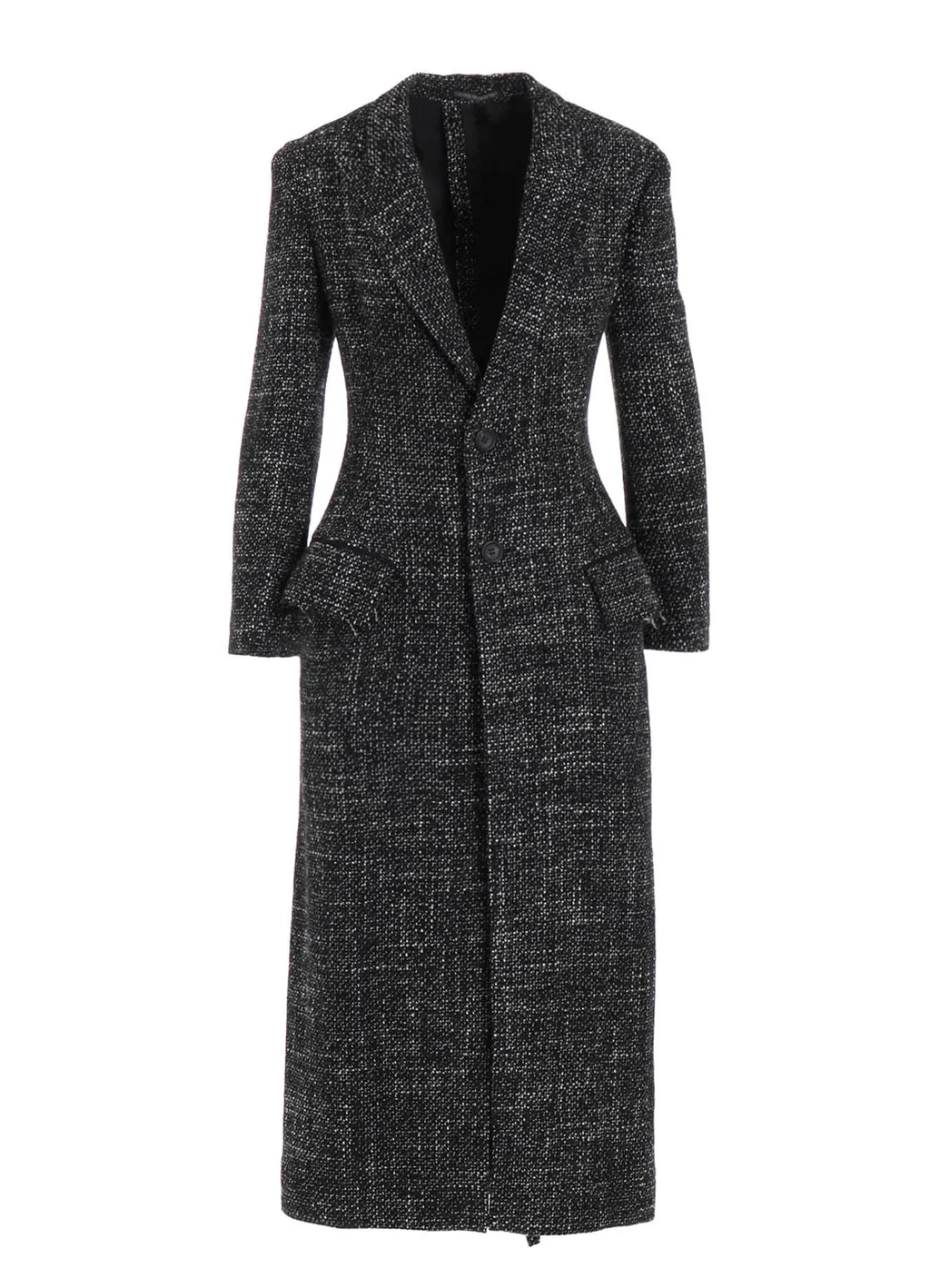 Handmade Tweed Back Lace Up Long Coat