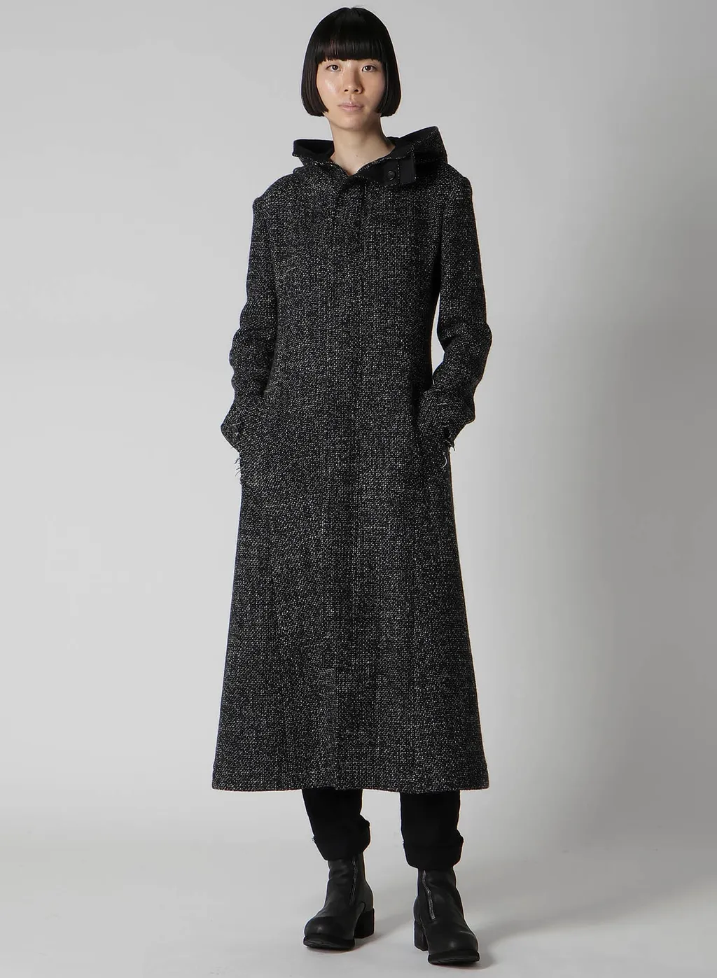Handmade Tweed Hooded Zip Coat