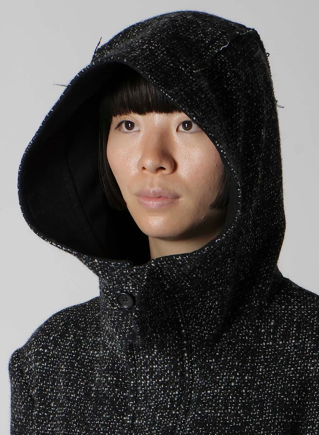 Handmade Tweed Hooded Zip Coat