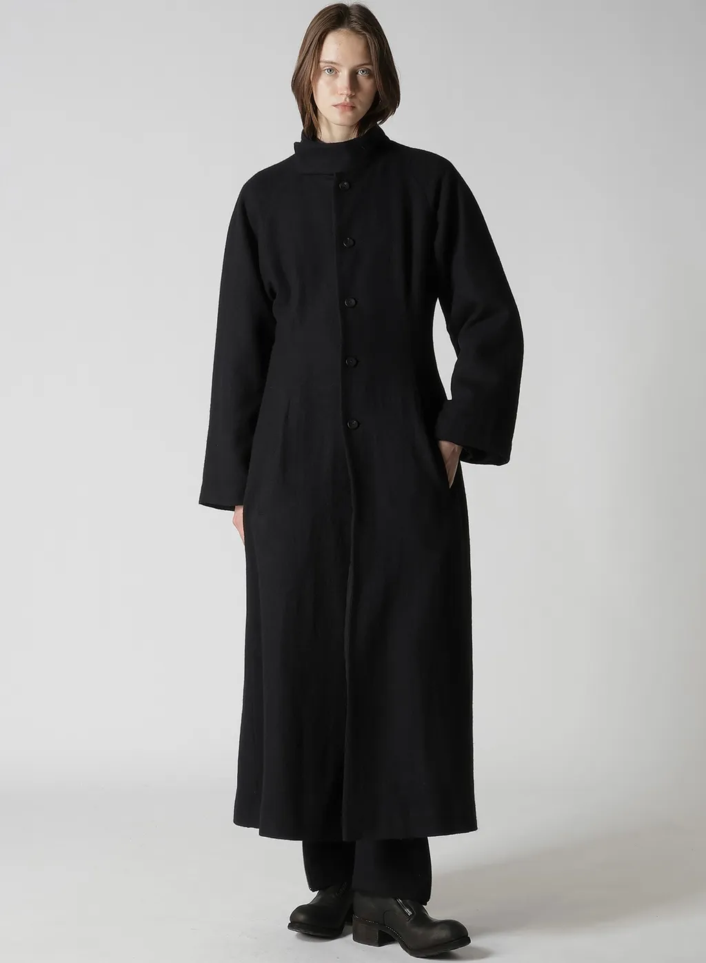Wool Viyella Reversible Stand Collar Coat