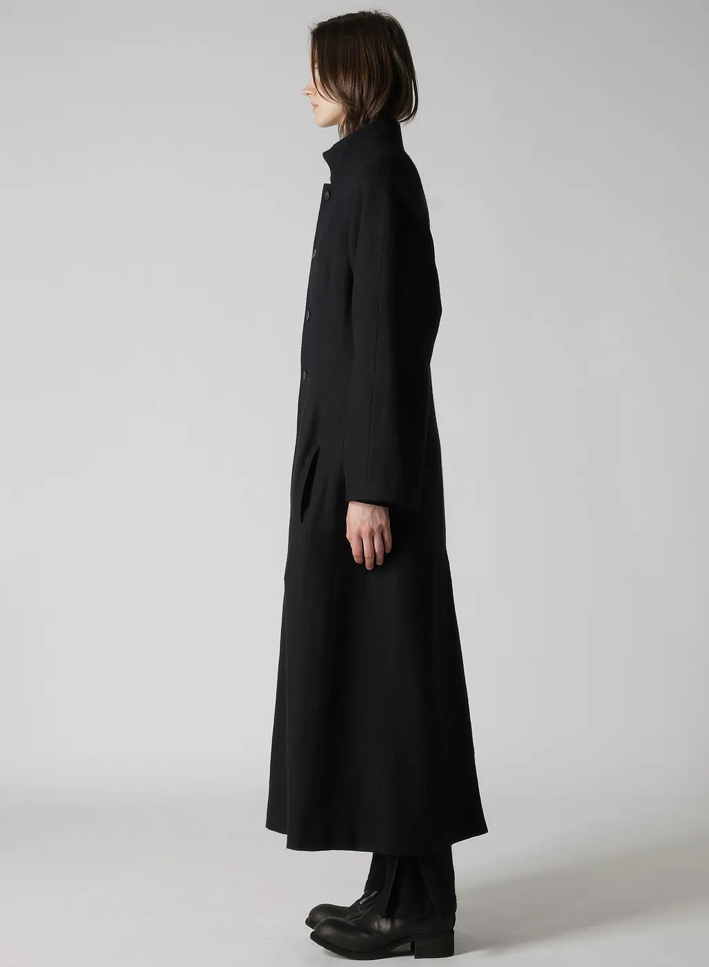 Wool Viyella Reversible Stand Collar Coat