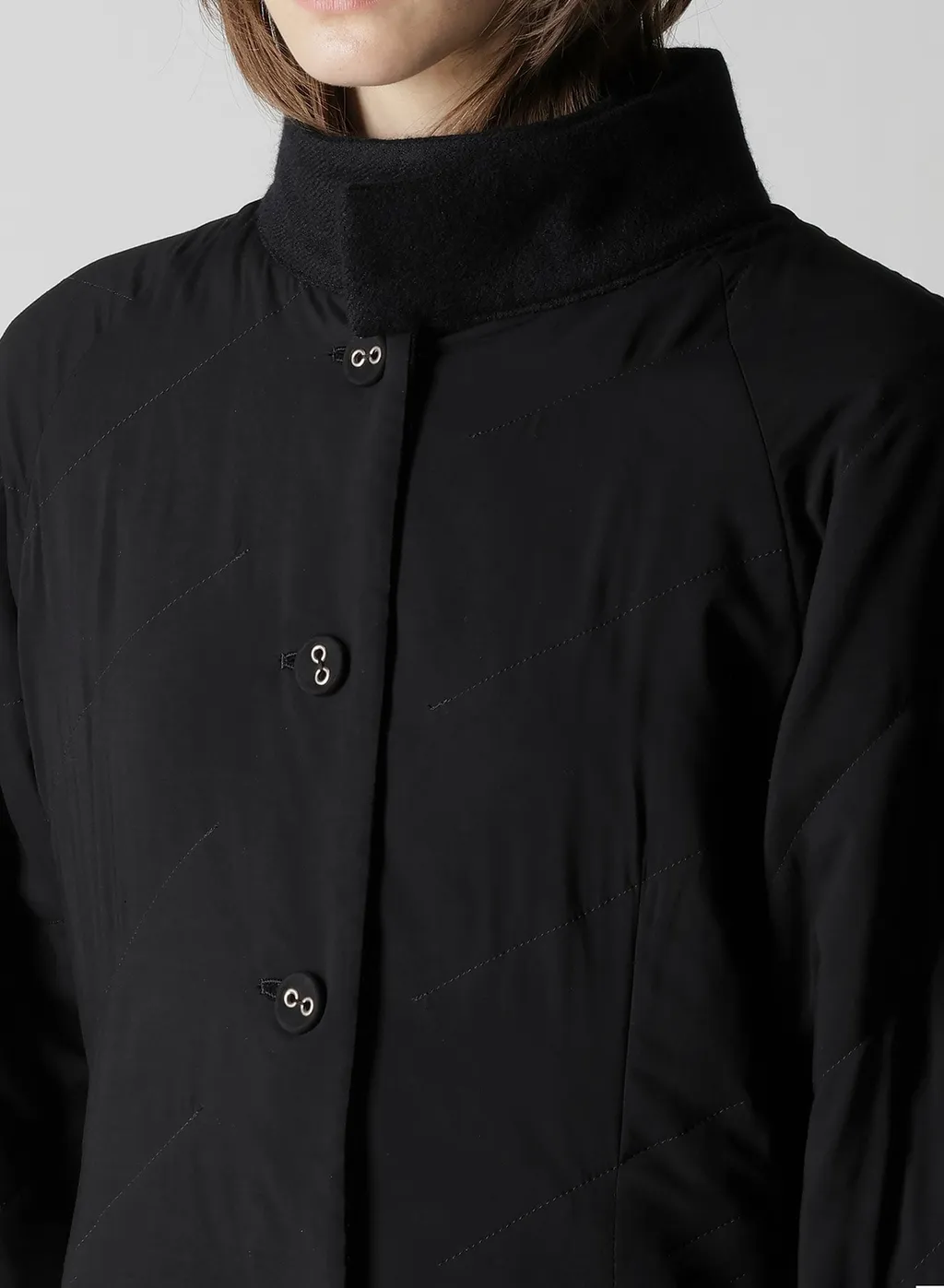 Wool Viyella Reversible Stand Collar Coat
