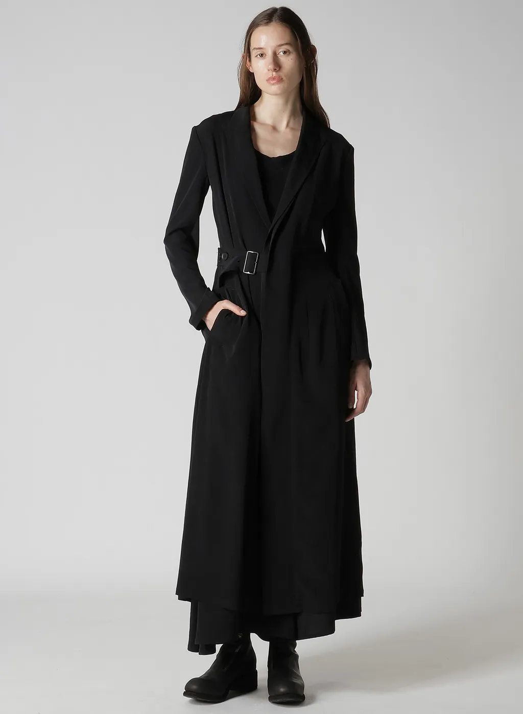 Ta/Pe Crepe De Chine Waist Belt D Coat