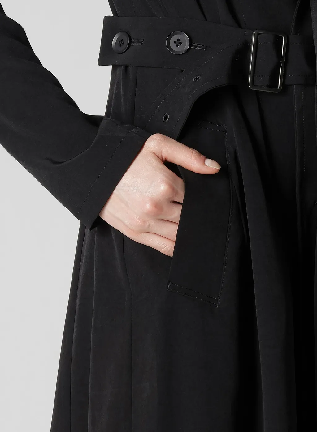 Ta/Pe Crepe De Chine Waist Belt D Coat