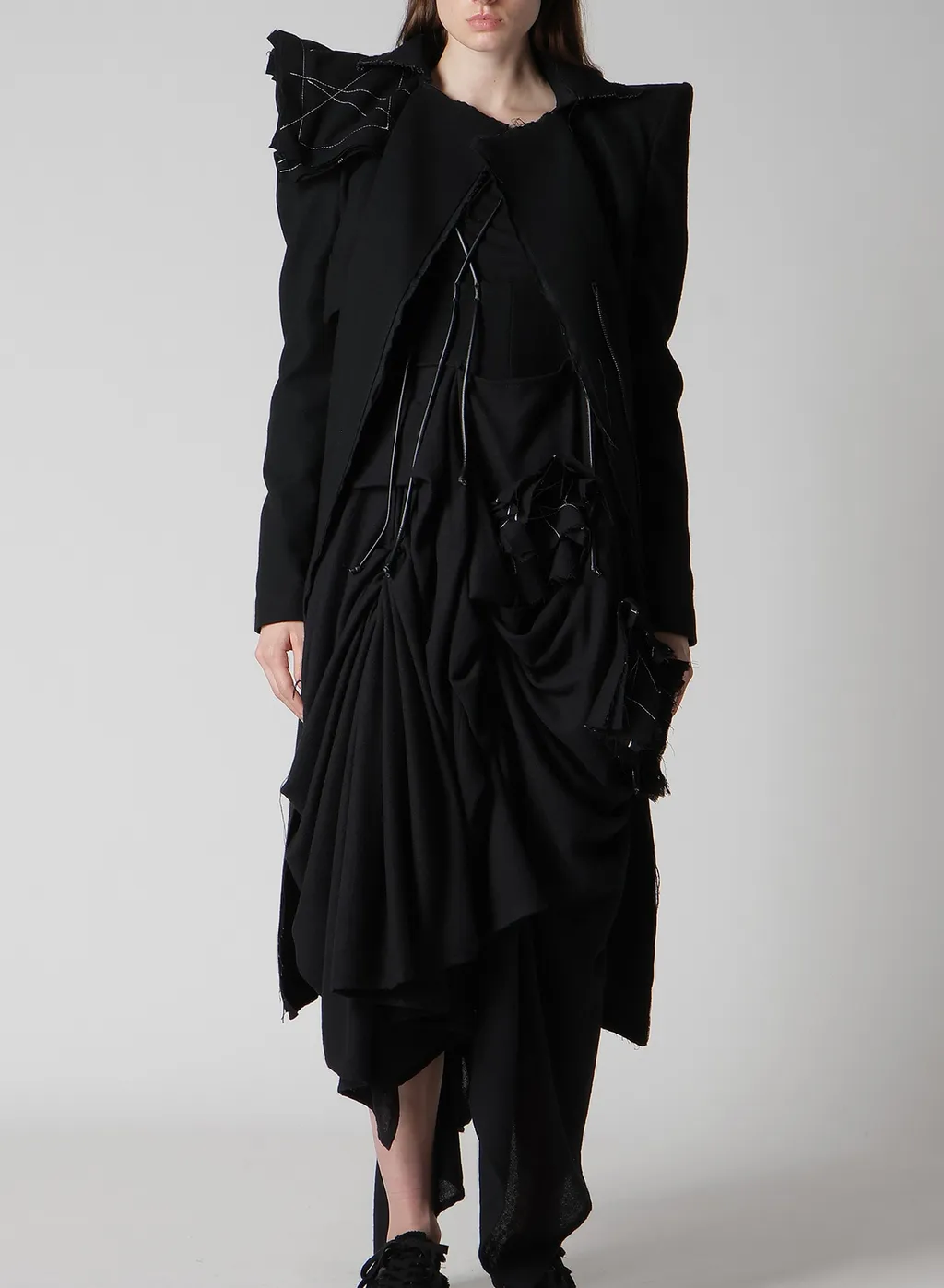 Flannel P Shoulder Belted Coat