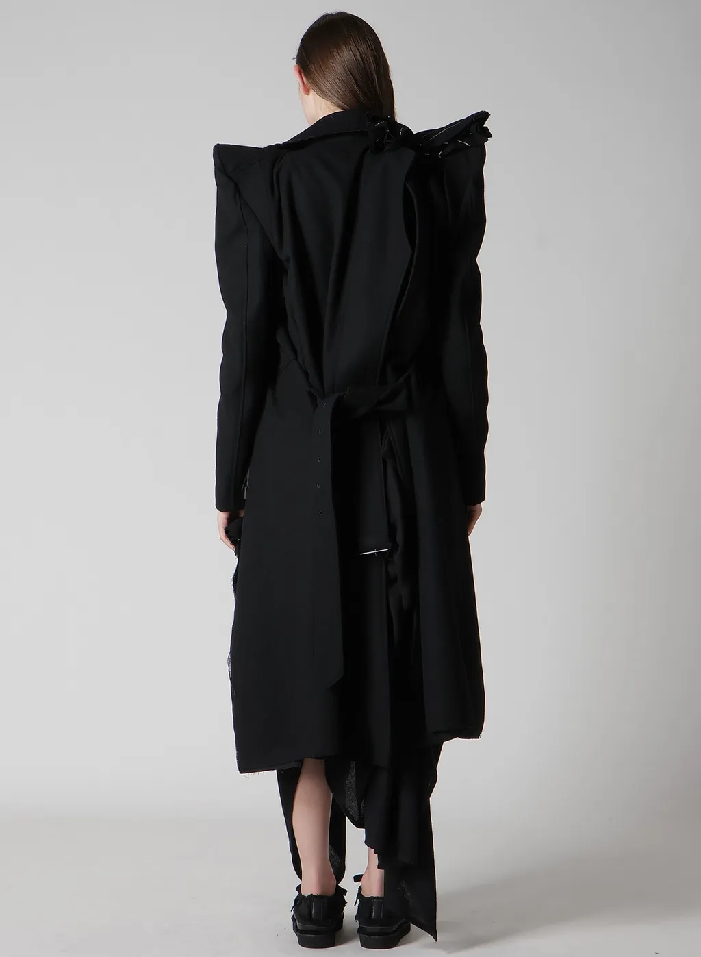 Flannel P Shoulder Belted Coat
