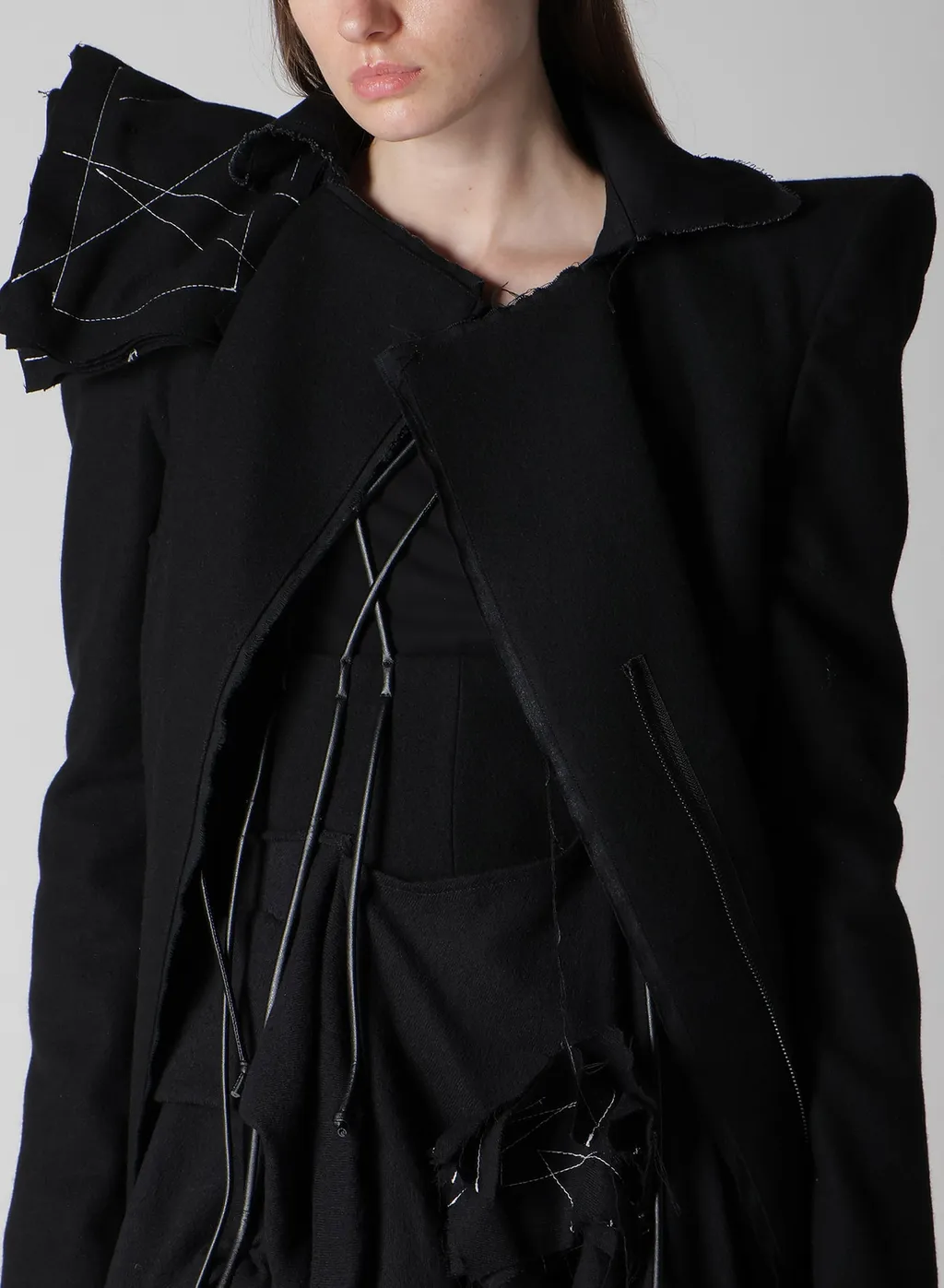 Flannel P Shoulder Belted Coat