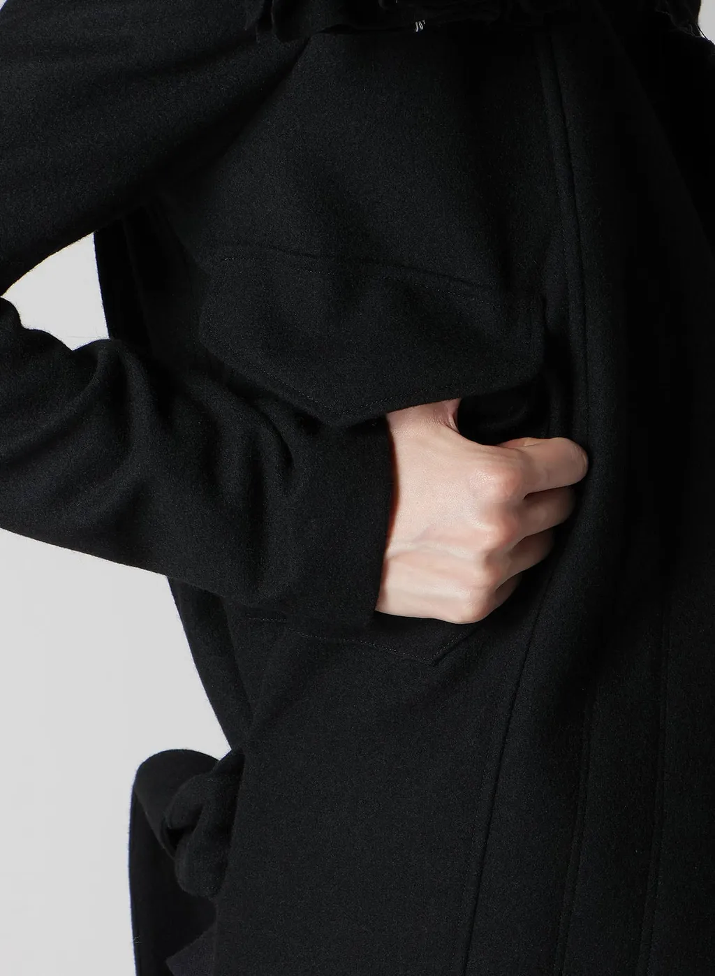 Flannel P Shoulder Belted Coat