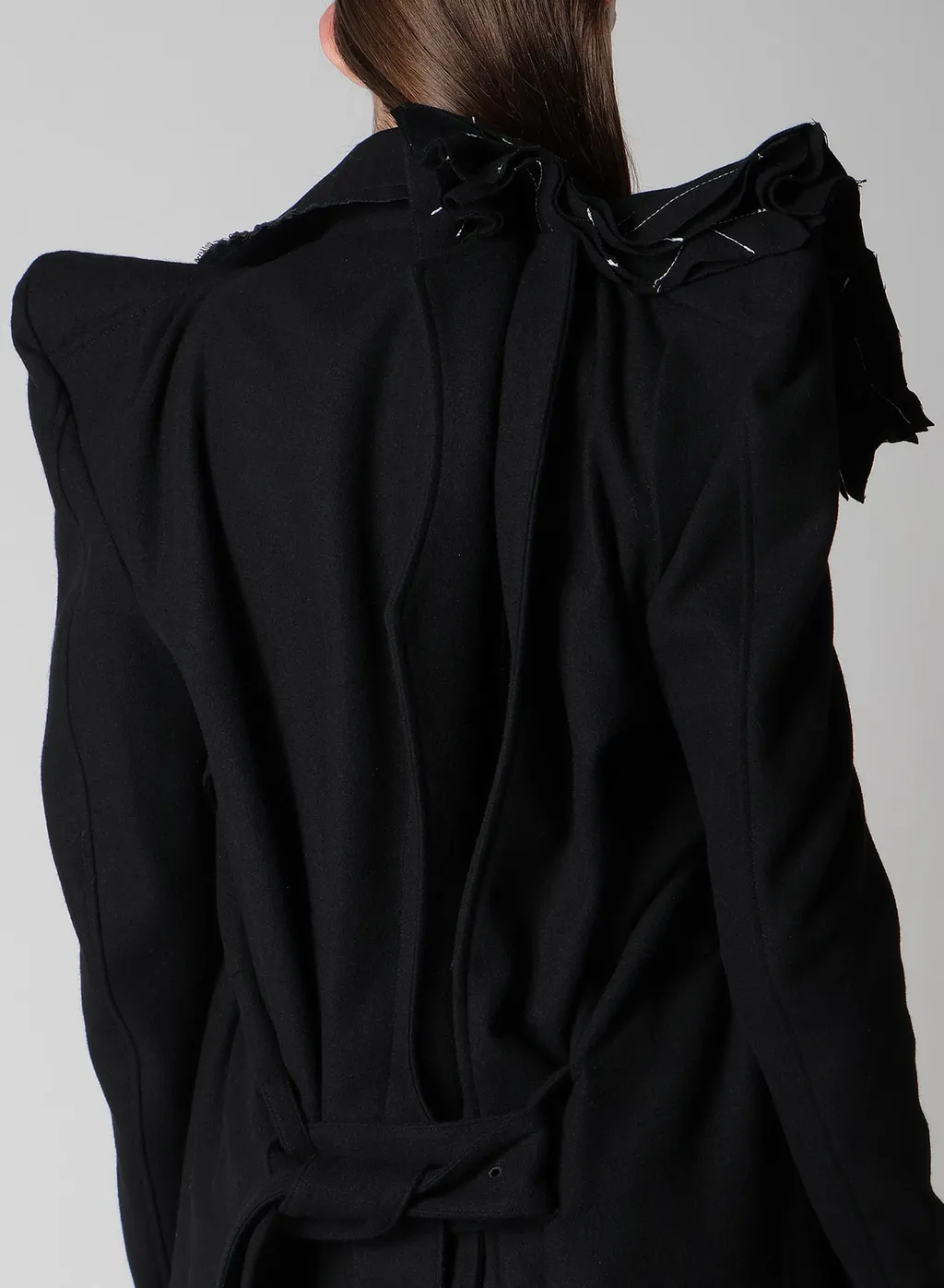 Flannel P Shoulder Belted Coat