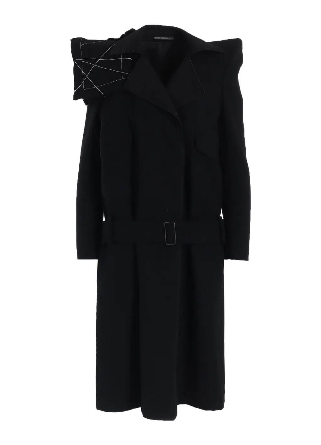 Flannel P Shoulder Belted Coat