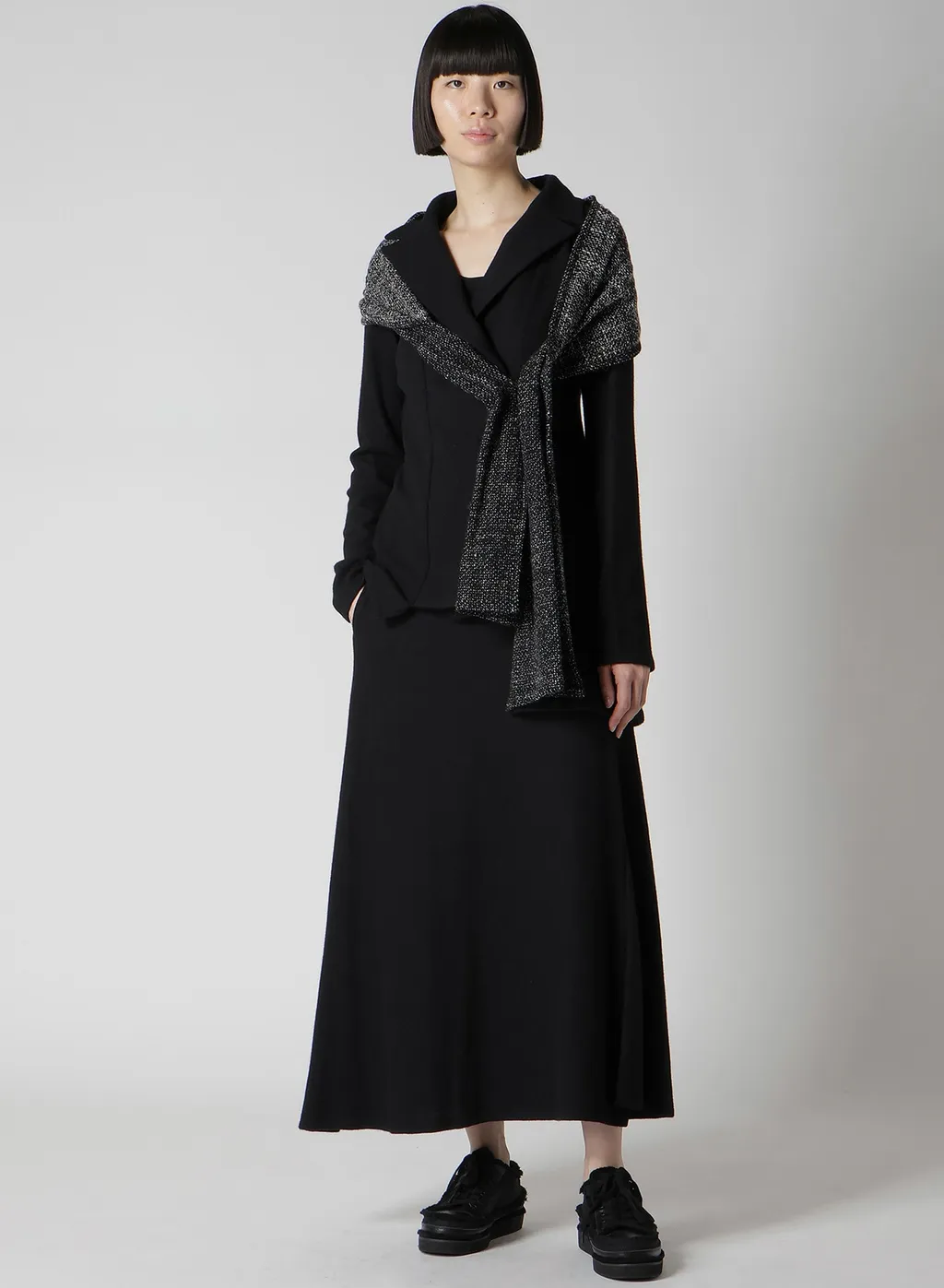 Soft Wollen 1/14 Fabric Combi O Collar Jacket