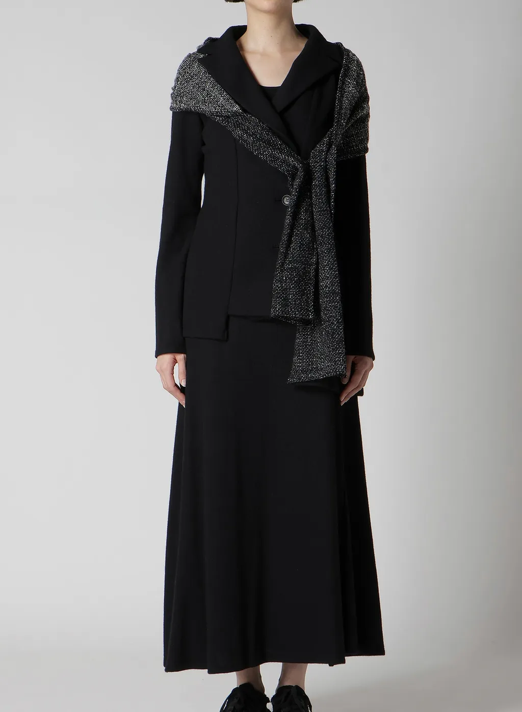 Soft Wollen 1/14 Fabric Combi O Collar Jacket