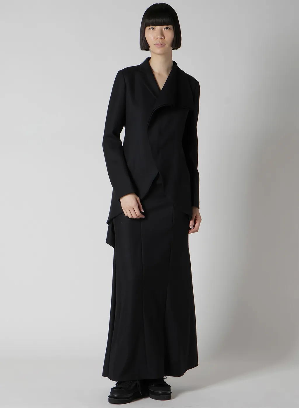 W/Saxony Asm Rounded Hem Jacket