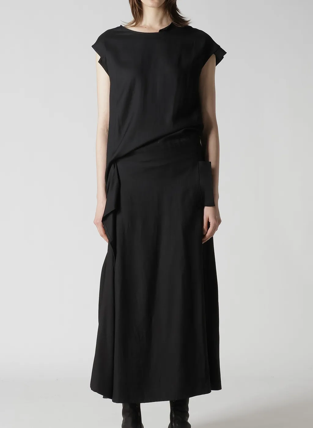 Viscose Twill R Draped Long Dress