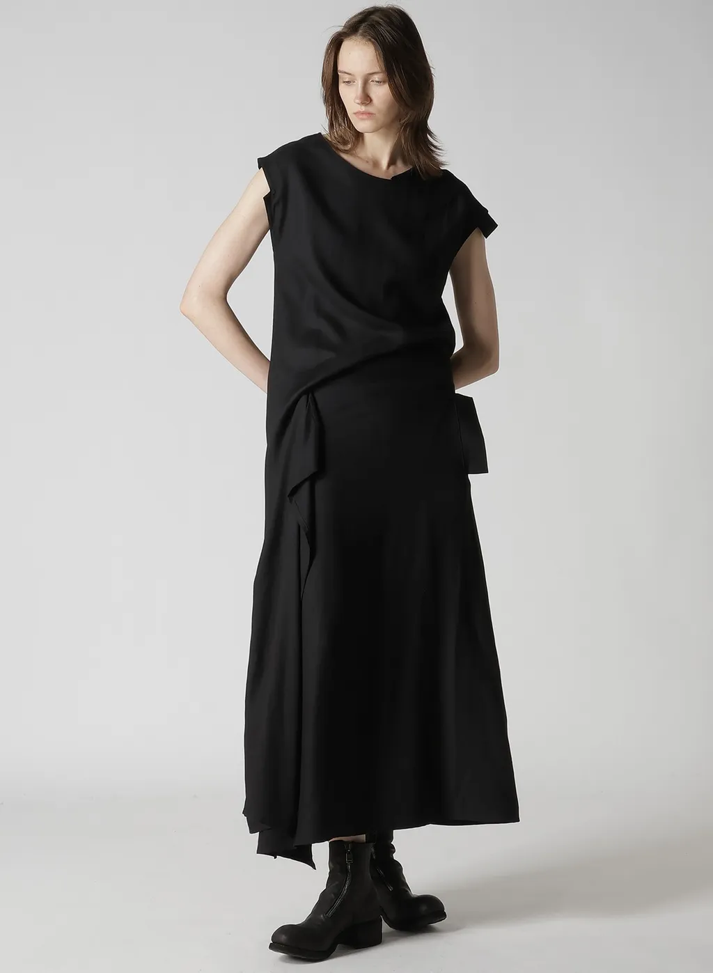 Viscose Twill R Draped Long Dress