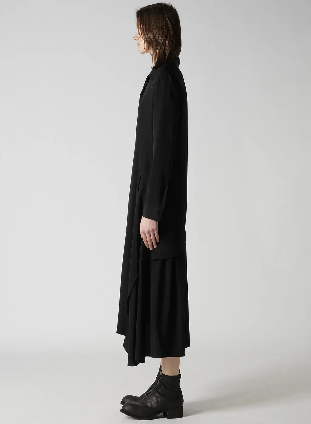 Ta/Pe Crepe De Chine O Collar Shirt Dress