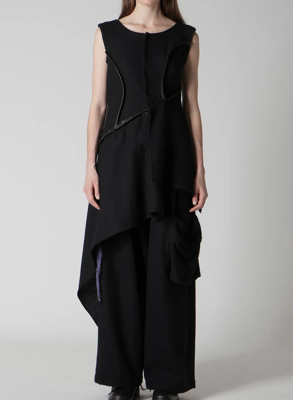 Wool Viyella Leather Piping Dress