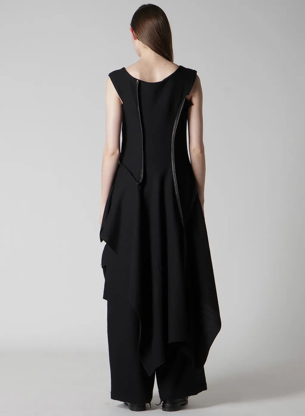 Wool Viyella Leather Piping Dress