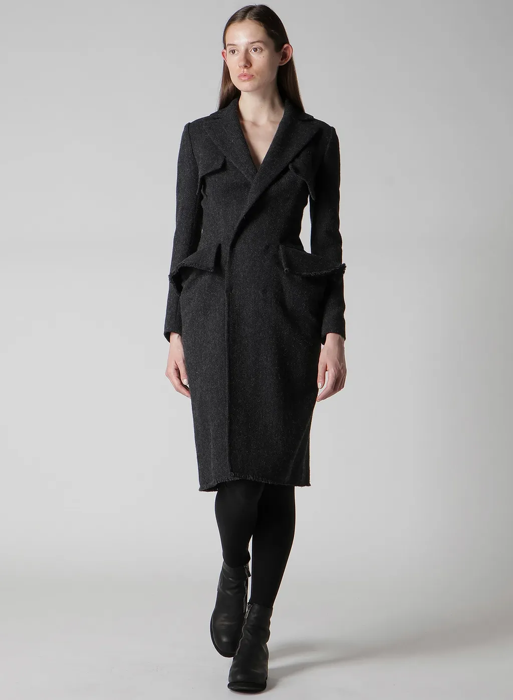 Tweed Cloth Flap Detail Slim Dress