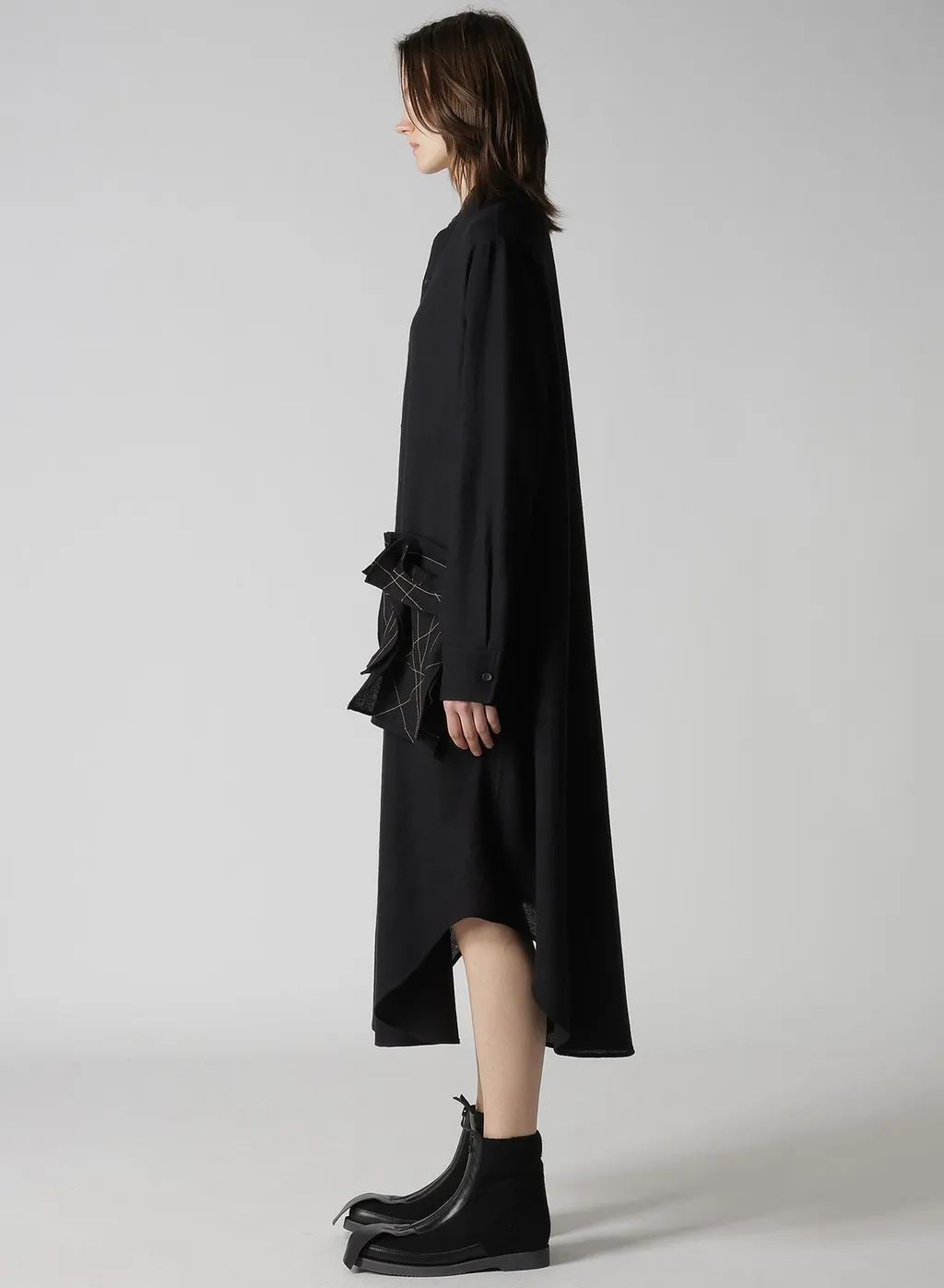 Soft Wool A Embroidery Box Pocket Dress