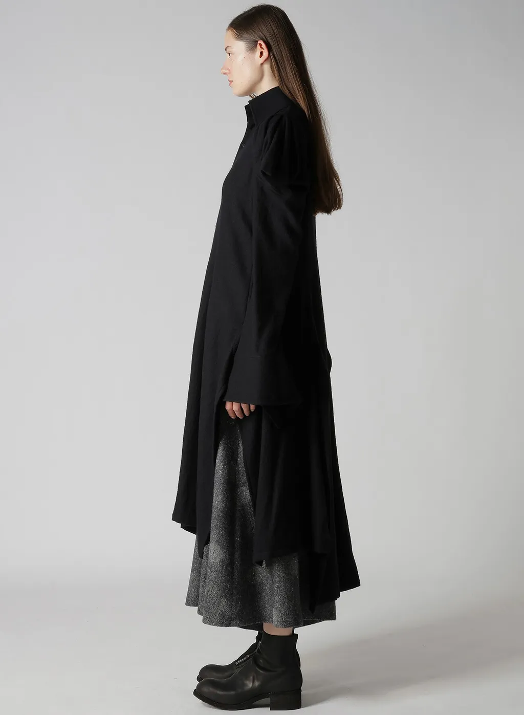 Wool Viyella Puffed Sleeves Shirt Dress