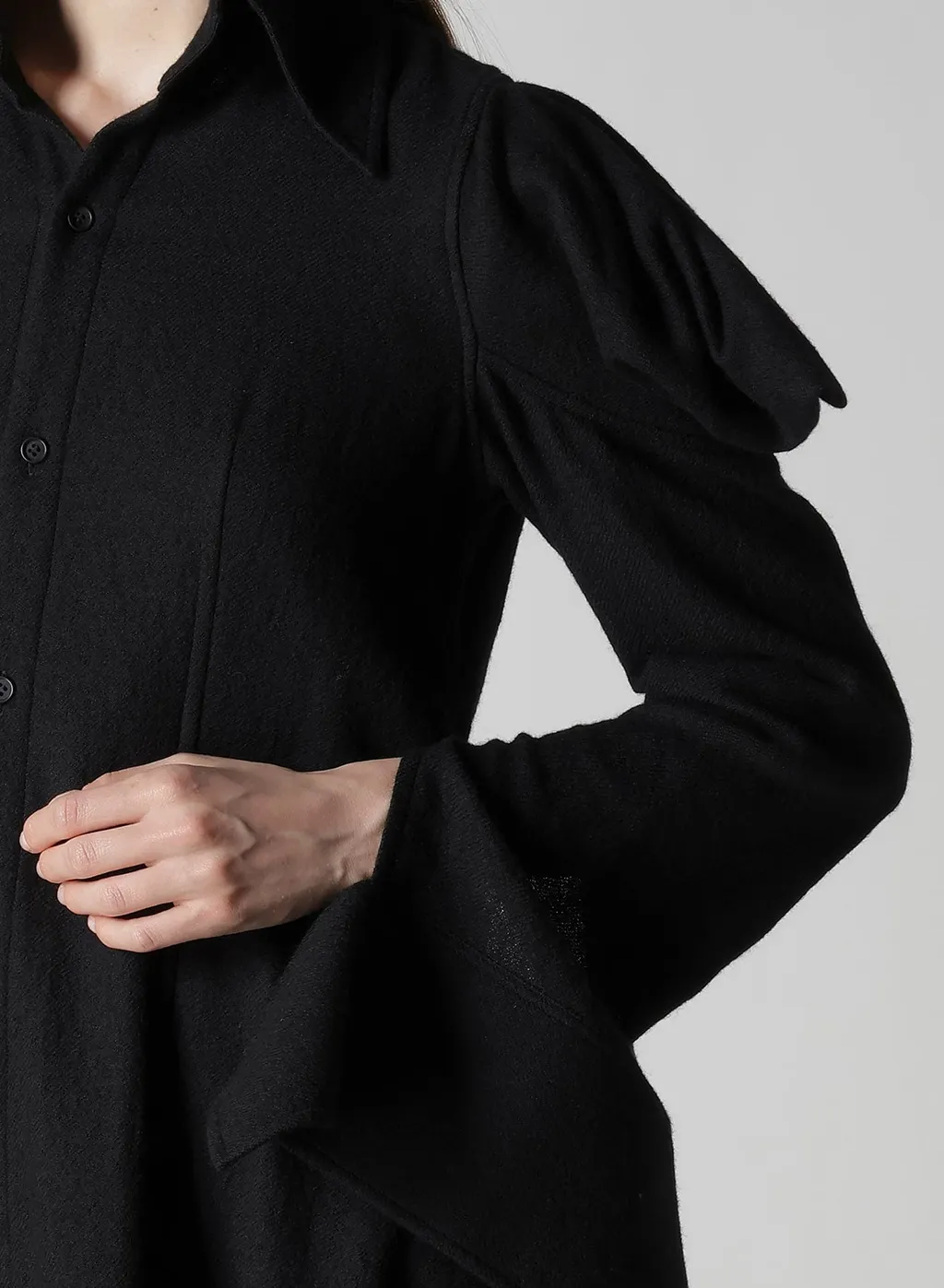 Wool Viyella Puffed Sleeves Shirt Dress