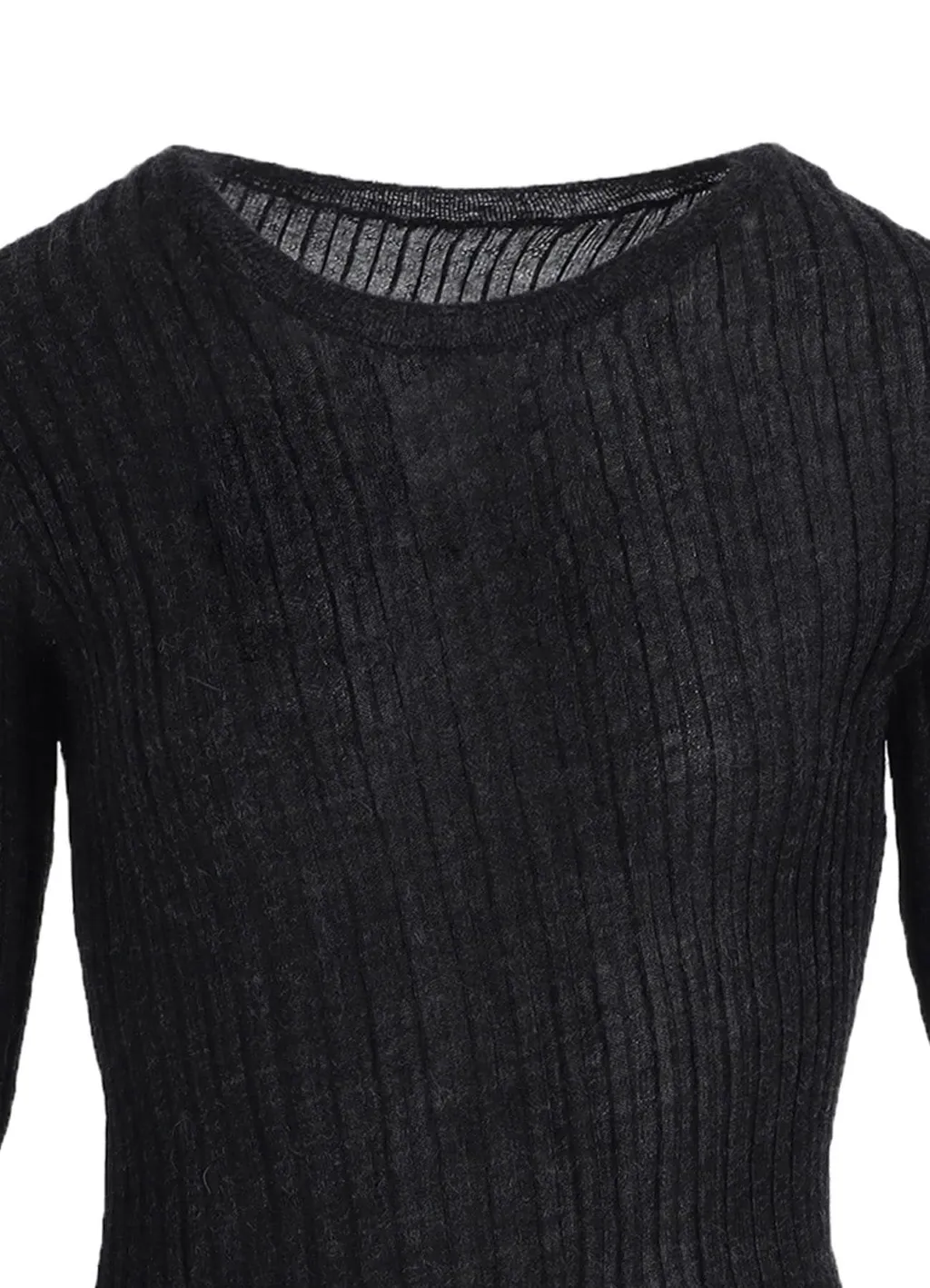 Rib Diagonal Round Neck Po