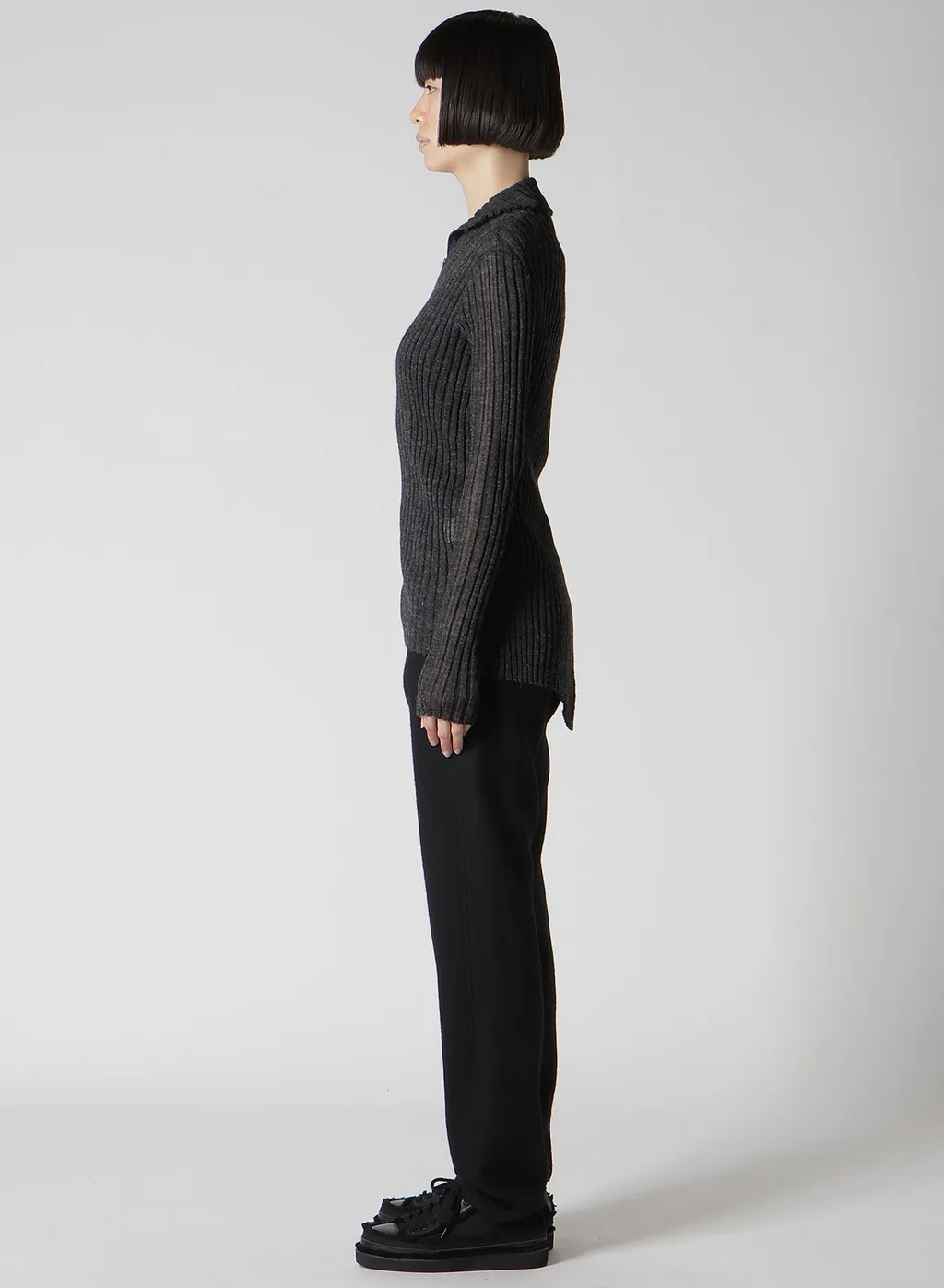 Rib Diagonal Zip Cardigan