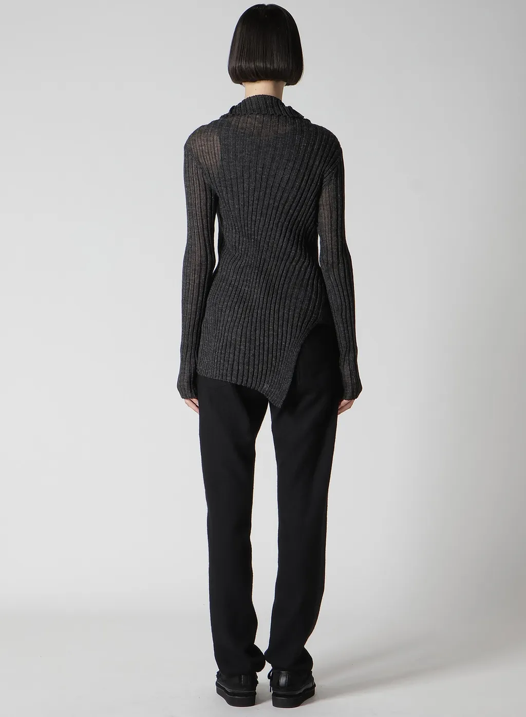 Rib Diagonal Zip Cardigan
