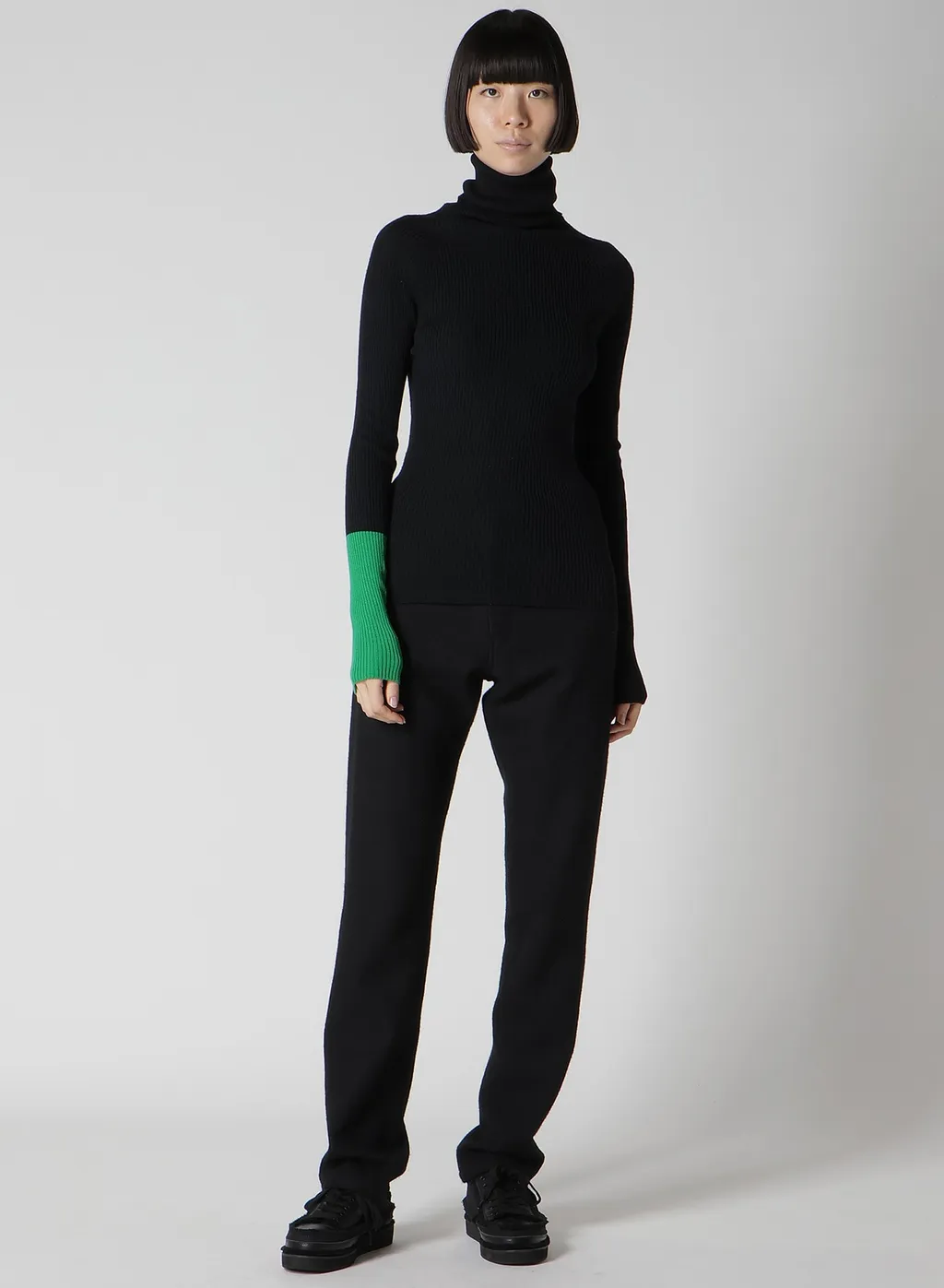 Rib Color Combi High Neck Po