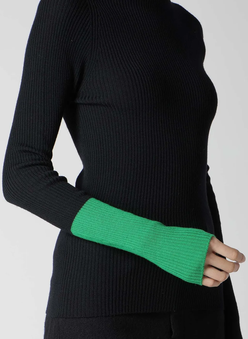 Rib Color Combi High Neck Po