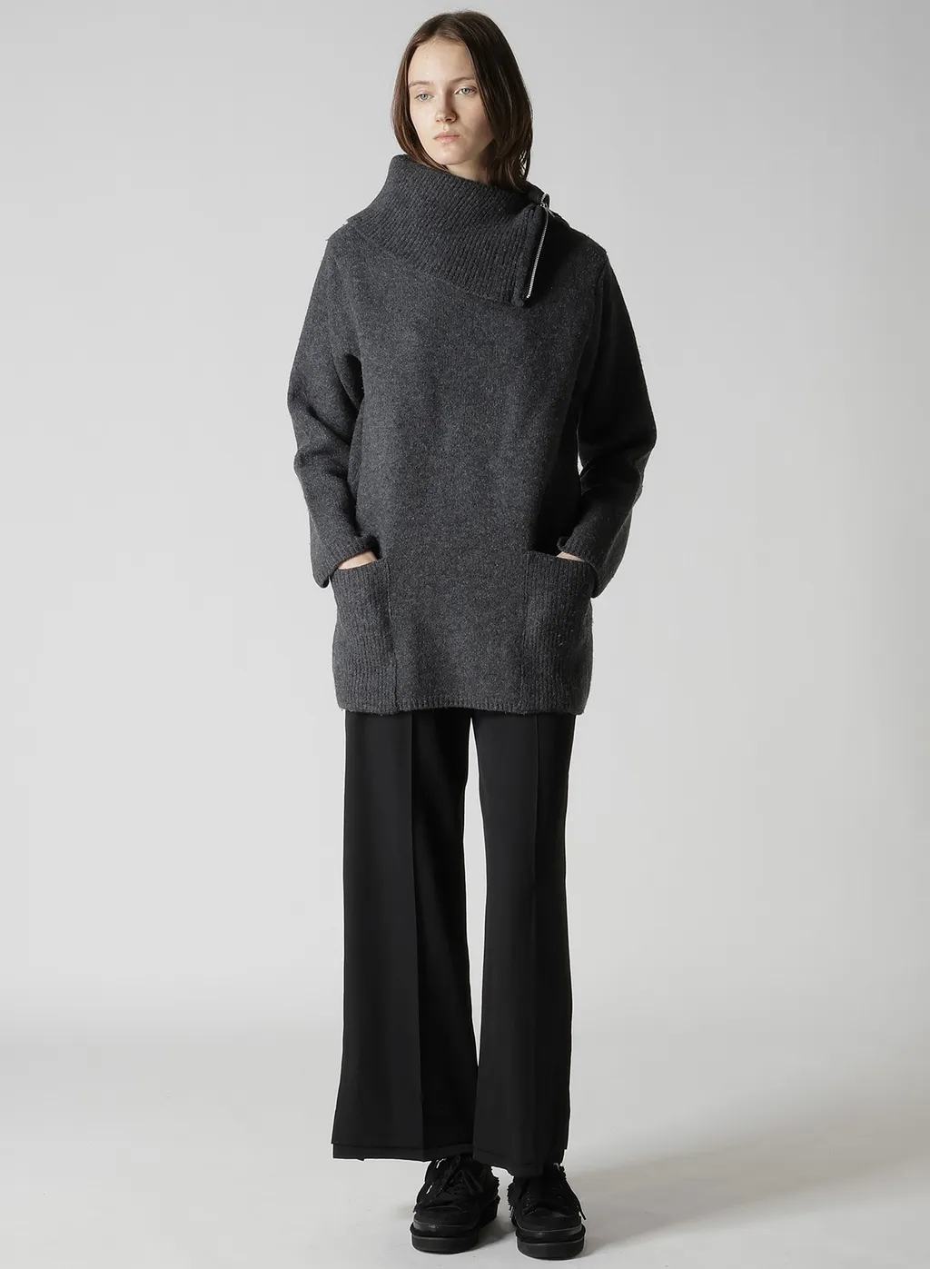 5G3P Plain Stitch 1X1 Rib Big High Neck Po