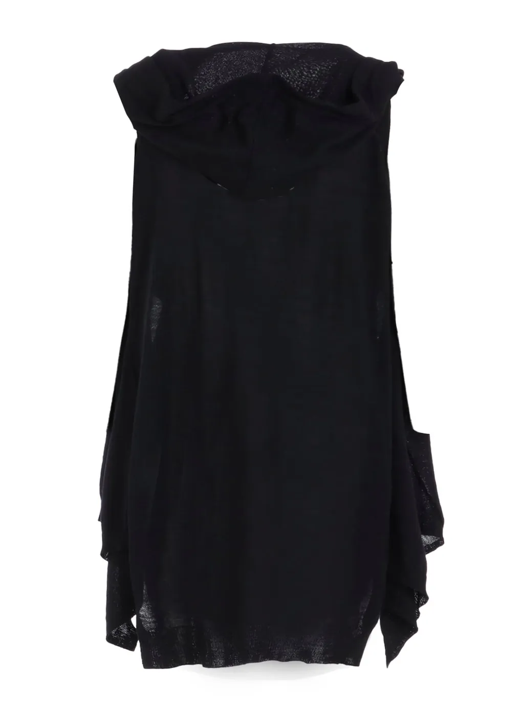 Plain Stitch+Rib Draped Hoodie Vest